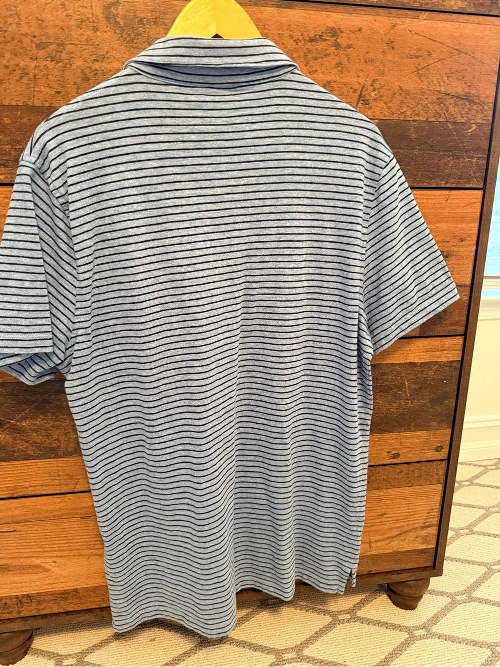 J. Crew Striped Light Blue Polo with Chest Pocket